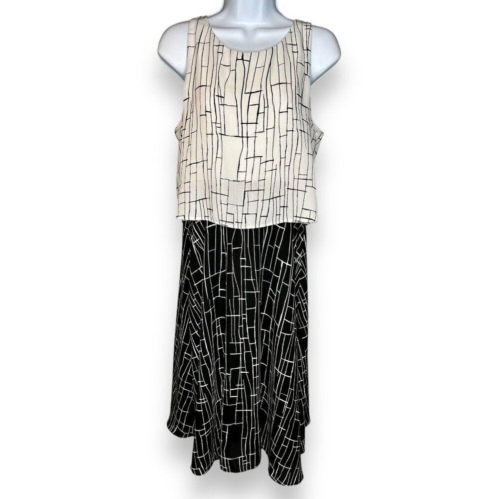 Debenham's The Collection Black White Geometric Sleeveless Dress